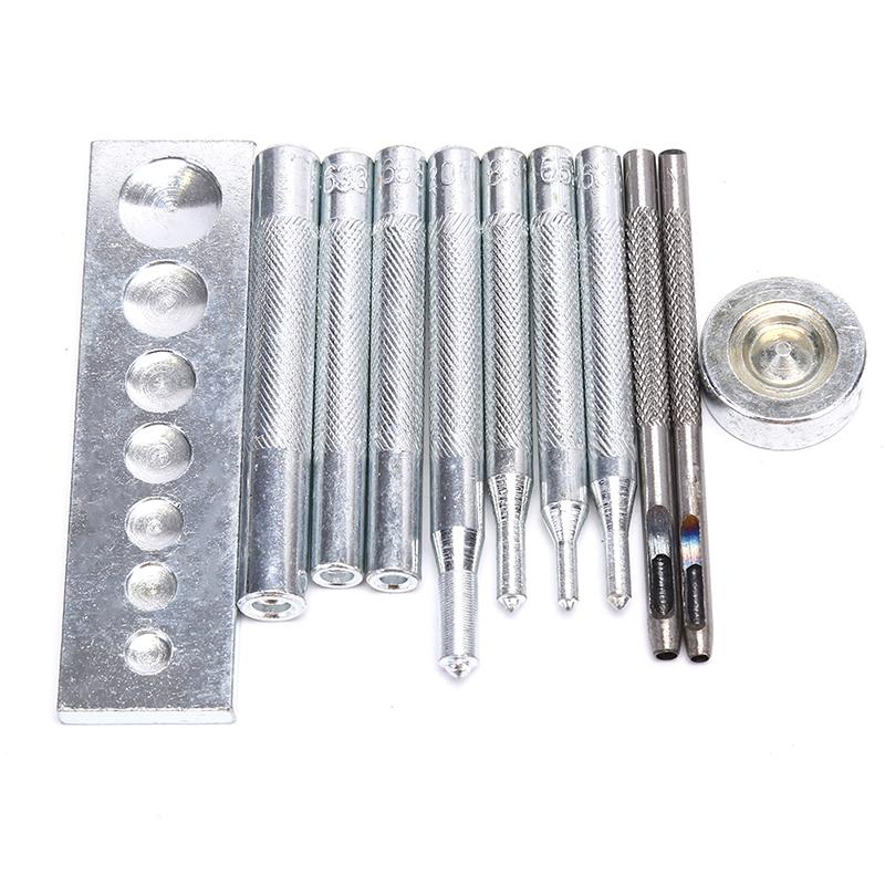 Set 11 buc/set Instrument Piele DIY Matriță Pumn Găură Snap Rivet Buton Setter Kit Bază