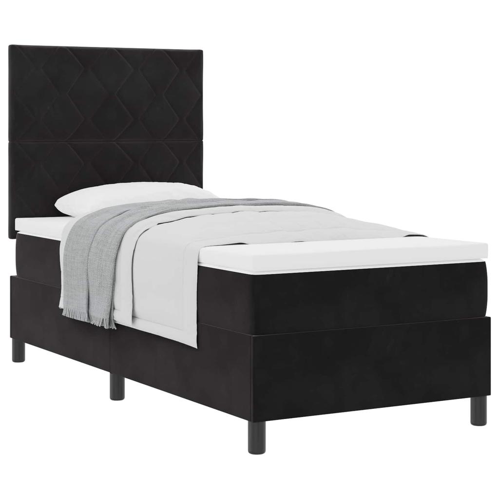 Boxspring Bed with Headboard Black 90 X 200 Cm Velvet