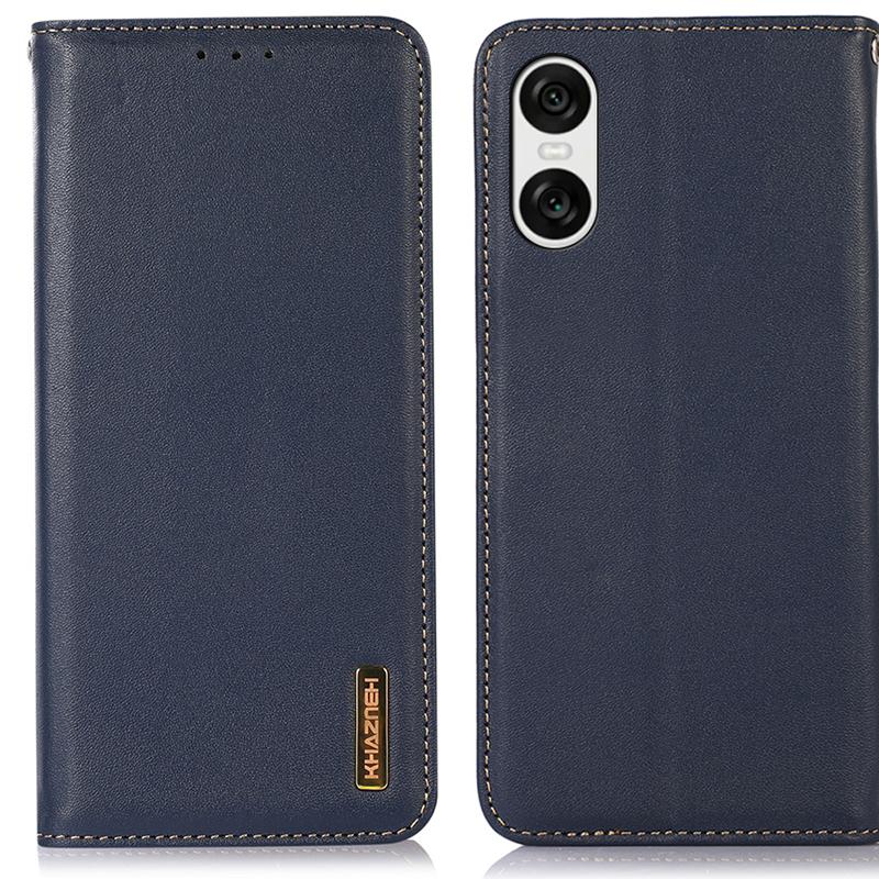 For Sony Xperia 10 VI Wallet Case Genuine Cow Leather Flip Phone Cover