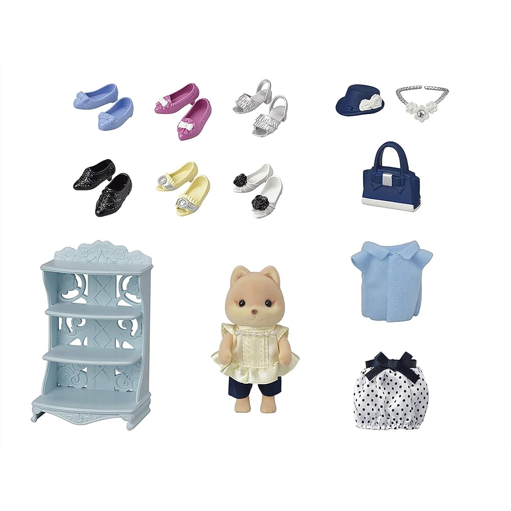 Sylvanian Families Town Fashion Coordination Set Stylish Shoe Collection Toy Dollhouse for Ages 3 and Up