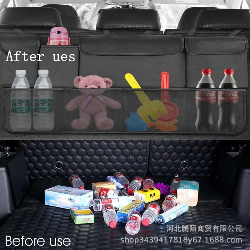 Car Trunk Organizer Hanging Storage Bag Back Seat Rear Backrest Waterproof Utility Pouch Vehicle Accessory
