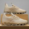 Men's Blade Sole Running Sneakers Breathable Knit Athletic Shoes with Cushioned Support for Sports Training