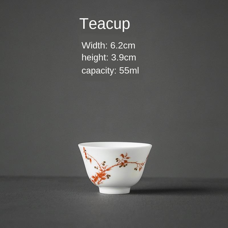 Ceramic Whiteware Tea Set White Teacup Gold Foil Kung Fu Tea Set Small Tea Cup Single Product Fragrance-Smelling Cup Teacups  200ml