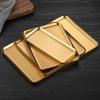 Korean Style Gold 304 Stainless Steel Rectangular Tray with Straight Edges: Perfect for Barbecue, Desserts, and Cakes