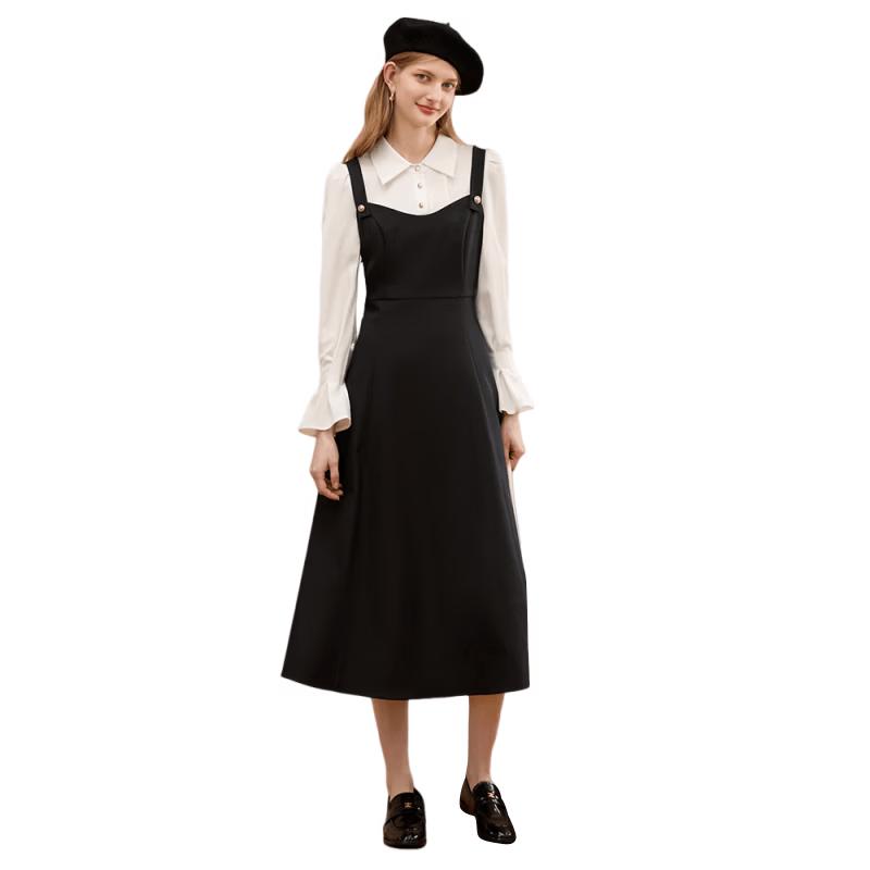 Xiangying Women s Commuter Faux Two-piece Shirtdress M