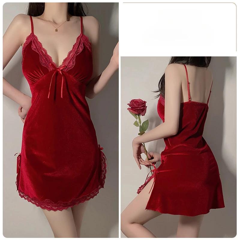 Sling Women's Pajamas Set Autumn and Winter Warm Pajamas Set Women's Pajamas Simple Underwear