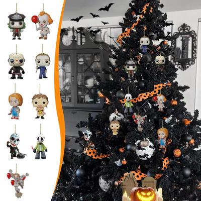 Halloween Auto Rückspiegel Anhänger Horror Mini Zombie 2D Flache Acryl Hängeornament Auto Innenraumzubehör für Auto Rucksack