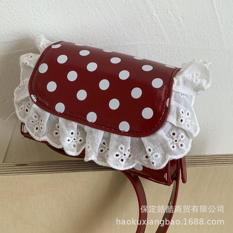 Mini Small Bag Women's 2025 New Trendy Lace Shoulder Bag Premium Polka Dot Messenger Bag Small Square Bag