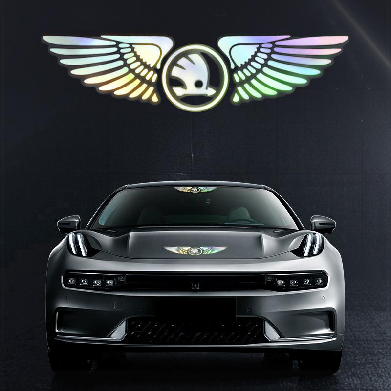 bqfhy4 Colorful Reflective Laser Car Refit Personalized Wing Sticker For Skoda Octavia Superb Rapid Kodiaq Karoq Fabia Kamiq Enyaq Yeti