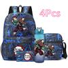 4 Pezzi/set Zaino Stampato Anime Demon Slayer Grande Capacità Borsa per Libri Borsa a Spalla Custodia per Borsa con Borraccia da 750ml Ragazzo Ragazza Zaino Impermeabile