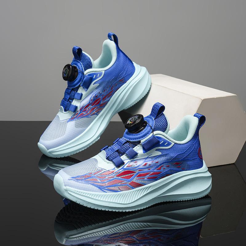 Boys' Sports Shoes with Soft Soles, Running Shoes, New Style Button-up Shoes, Breathable Casual Shoes