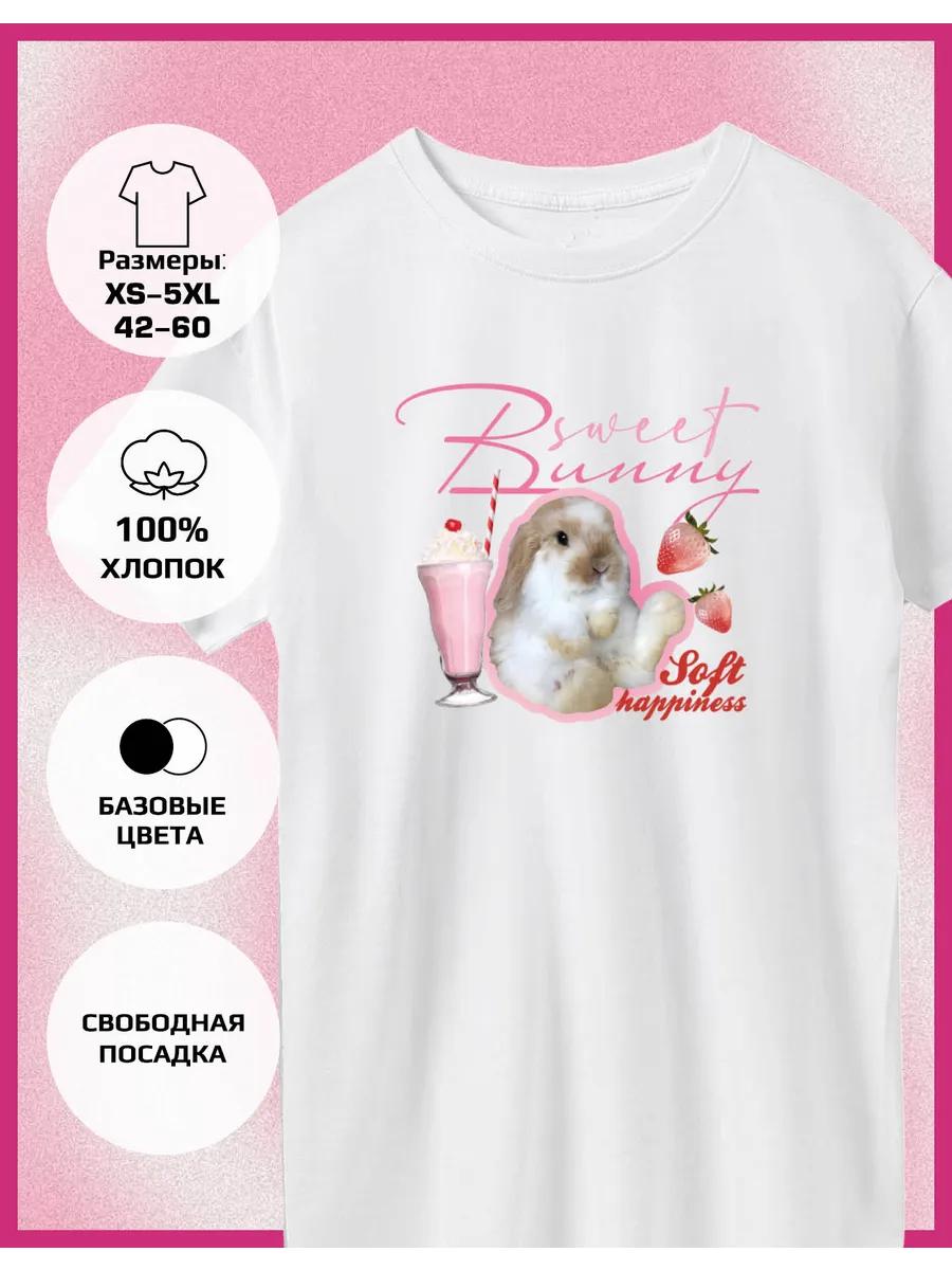 Printed T-shirt -Cute Rabbit Y2K L