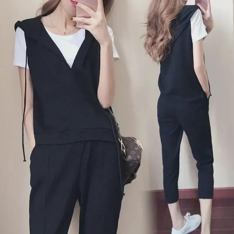 2022 Summer Plus Size Women's Casual Fashion Sports Three-Piece Suit