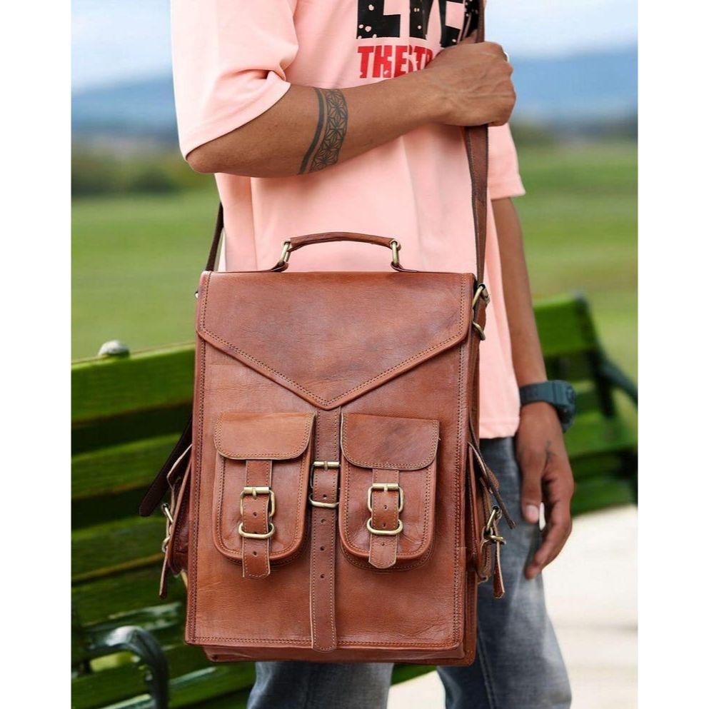 Leather Backpack Gift for Him Her, Leather Laptop Bag, Backpack, Messenger Crossbody, Groomsmen Gift, Teacher Giftc