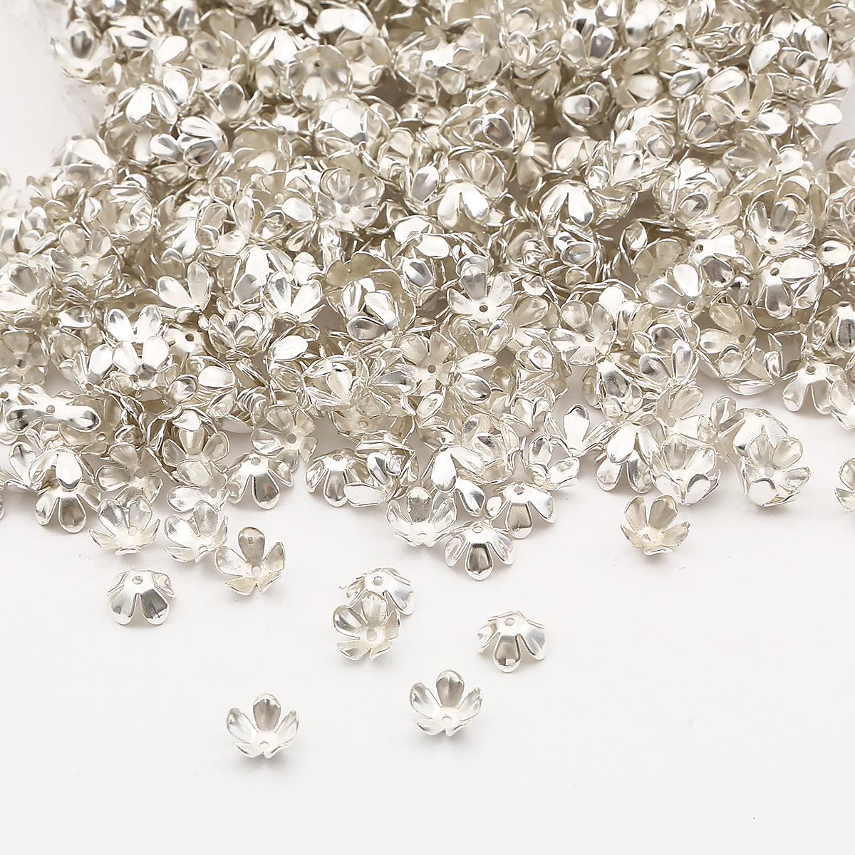 

10 шт./лот железные цветочные бусины заглушки подвески бусины чашки для изготовления ювелирных изделий фурнитура DIY браслет ожерелье аксессуары 4x8mm серебряный