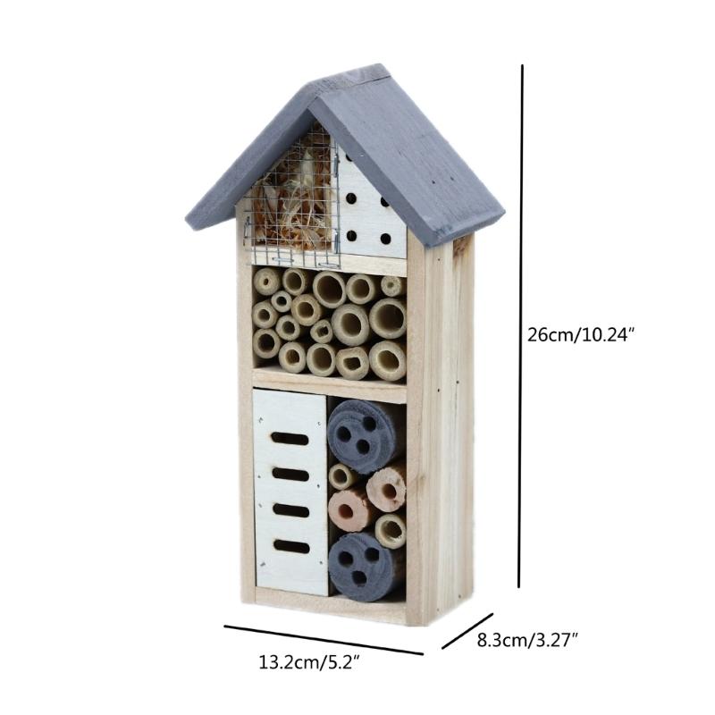 Durable Wood Insect Hotel Natural Wood Insect House for Honeybees Ladybirds Outdoor Shelter with Multiple Compartments