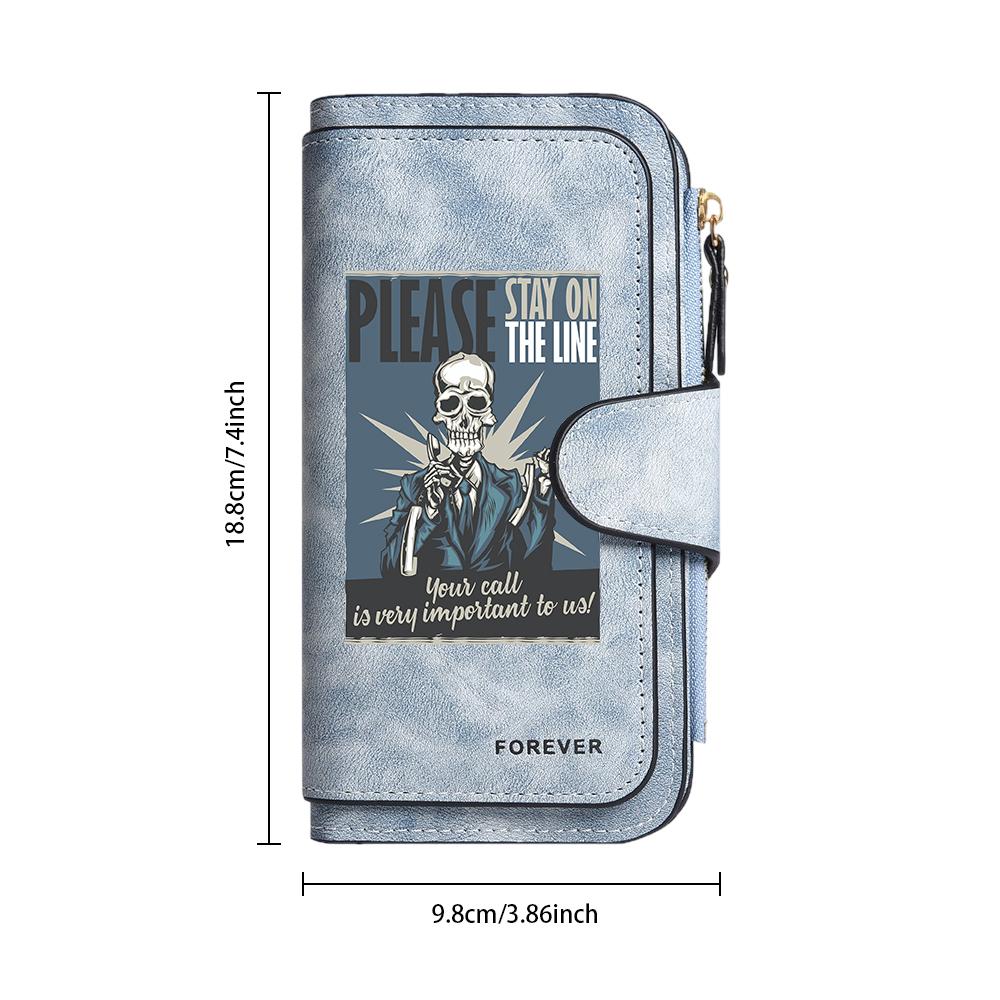 Skull Print Wallet Fashion Casual Multi Card Slot Portable Purse