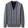 Men's Autumn-Winter Knit Cardigan: Thickened Velvet Sweater for Middle-aged and Elderly Dads and Grandpas.