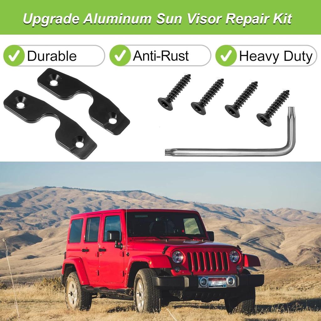 Sun Visor Repair Kit, Compatible With Jeep Wrangler JK, JL, JT Gladiator 2018-2024, Aluminum Alloy Sun Visor Driver Side Replacement, Used For