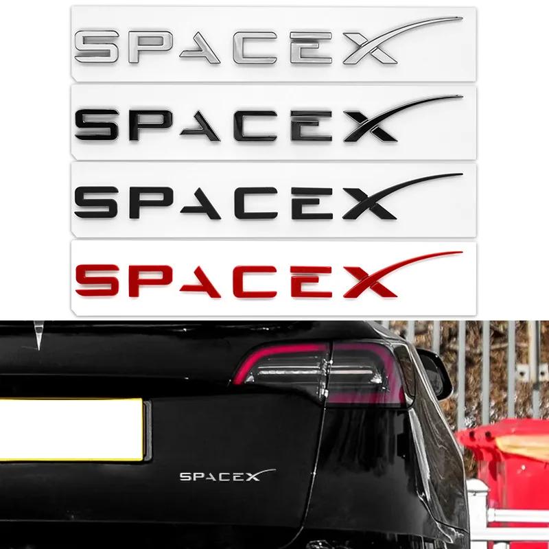 ABS 3D Space X Logo Badge Sticker For Tesla Model Y S 3 Model X Car Badge Fender Side Decal Emblem Trunk Auto Styling Accessorie