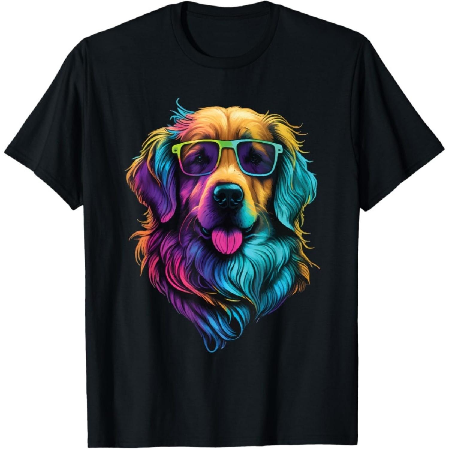 Colorful Golden Retriever Art - Dog Owner Canine Lover T-Shirt S