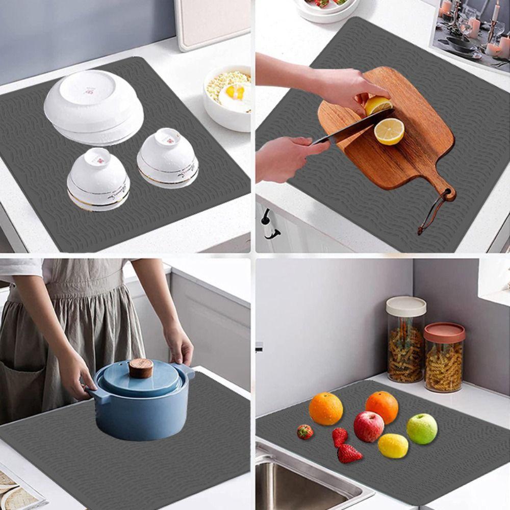 Non-slip Silicone Cooktop Mat Heat Resistant Tableware Pad Dish Drainer Mat  Kitchen