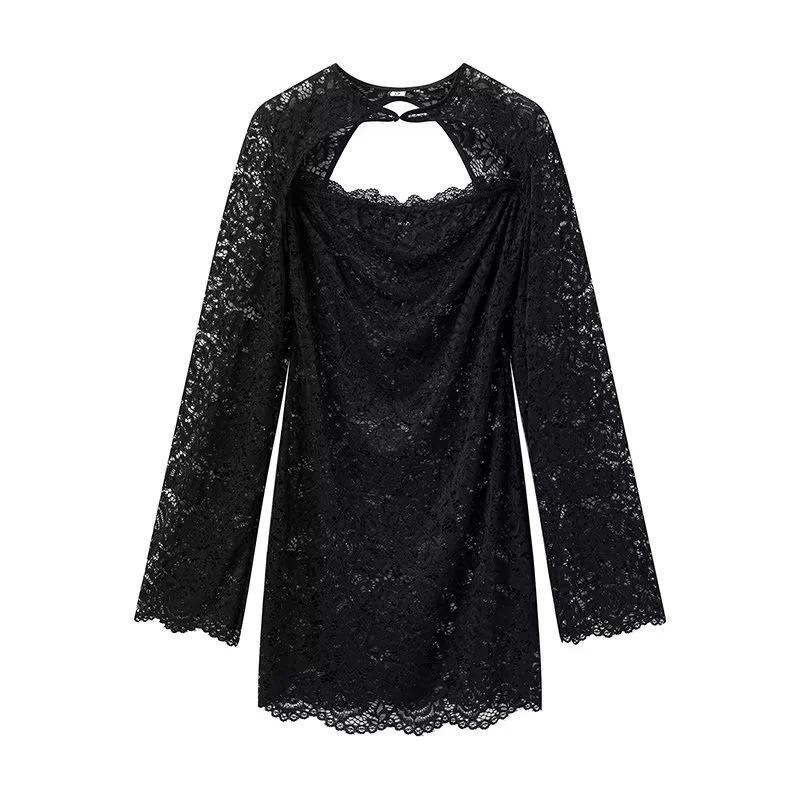 

Европейское и американское женское сексуальное кружевное платье-двойка без бретелек - Облегающий крой, Ажурное с юбкой, облегающей бедра Large чёрный