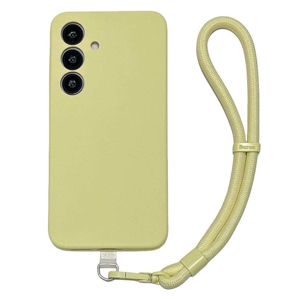 For Samsung Galaxy S25+ Case Precise Cutouts Liquid Silicone+PC Phone Cover with Wrist Strap