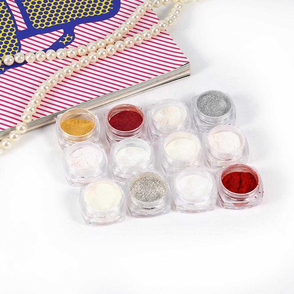 8g/Bottle Nail Art Glitter Magic Mirror Powder Chrome Shimmering Dust With Brush 12 Colors