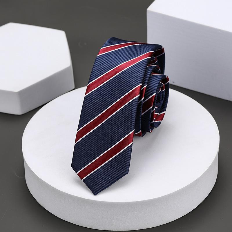 Version Coréenne Décontractée 5cm Hommes et Femmes Robe d'Affaires Marié Mariage Rayure Main Travail Étroit Paresseux Couleur Unie Cravate