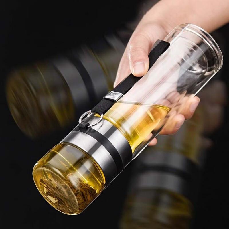 Double-Layer Borosilicate Glass Tea Infuser Bottle