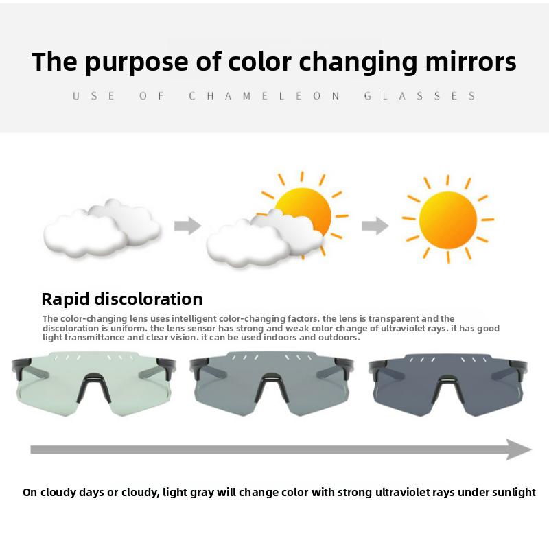 2025 neue Outdoor-Sportsonnenbrille farbwechselnde Radsportsonnenbrille polarisiert ultraleicht winddicht Brille Tide