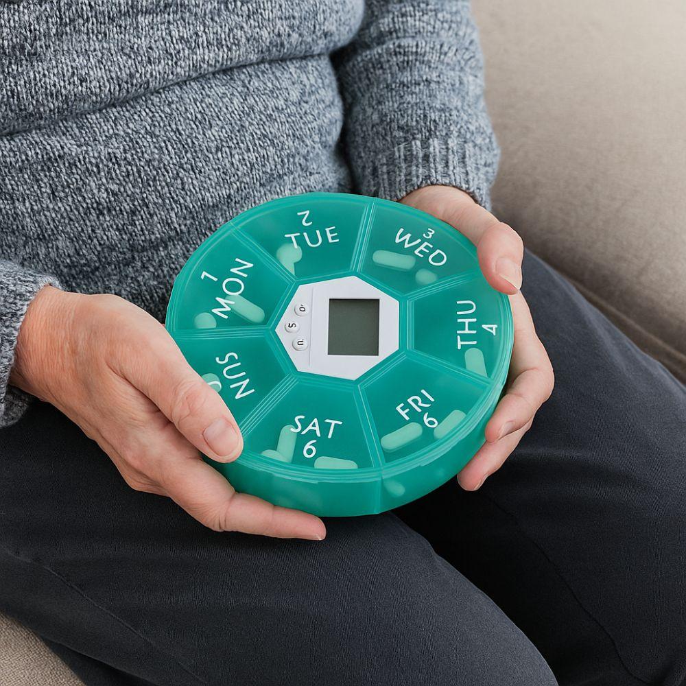 7 Compartments 7-Day Pill Organizer Large Capacity Timed Reminder Medication Box  Home