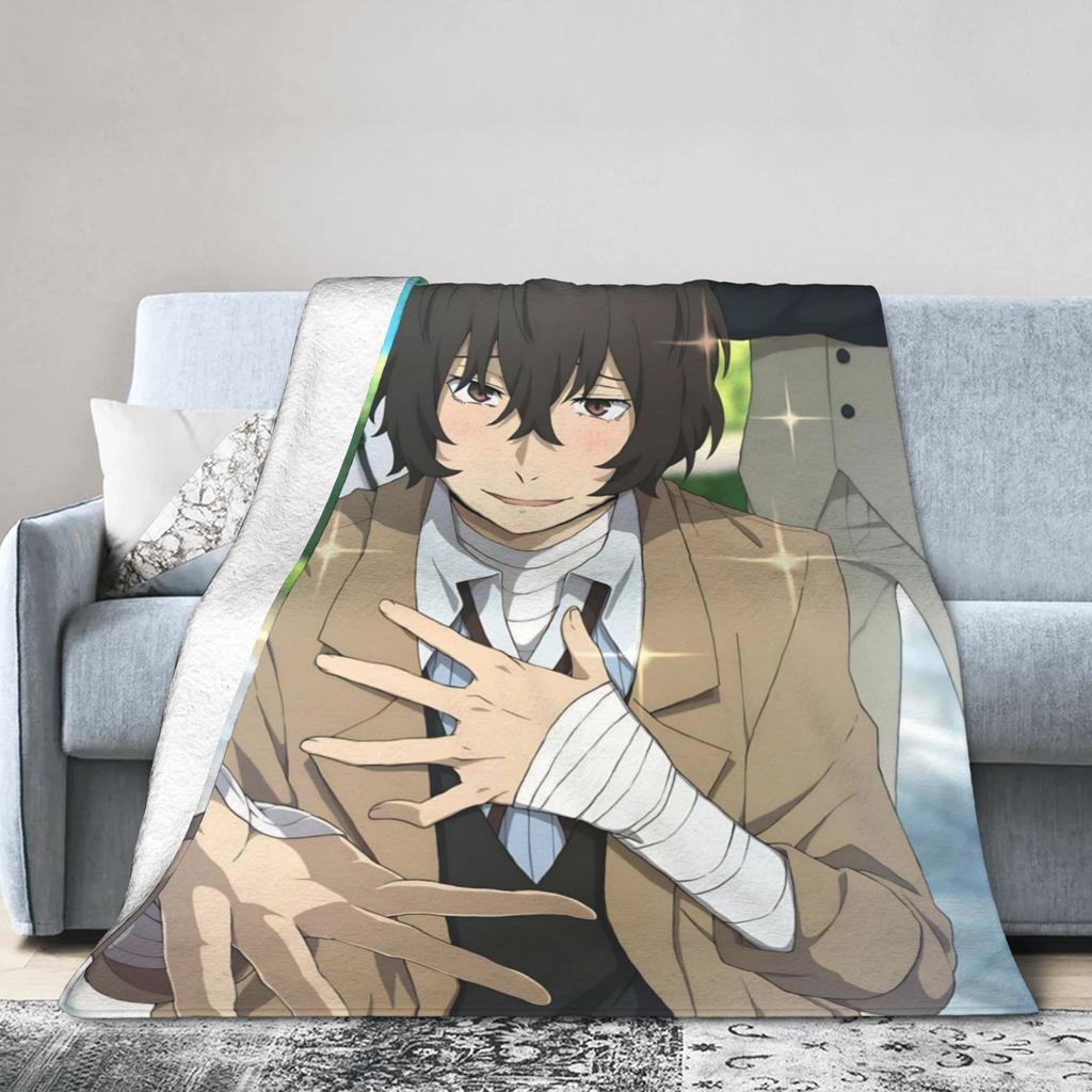 Dazai Bungo Stray Dogs Blankets Super Soft Funny Plush Throw Blanket For Kids Adult Couch Bed Flannel Bedspread Bed Cover