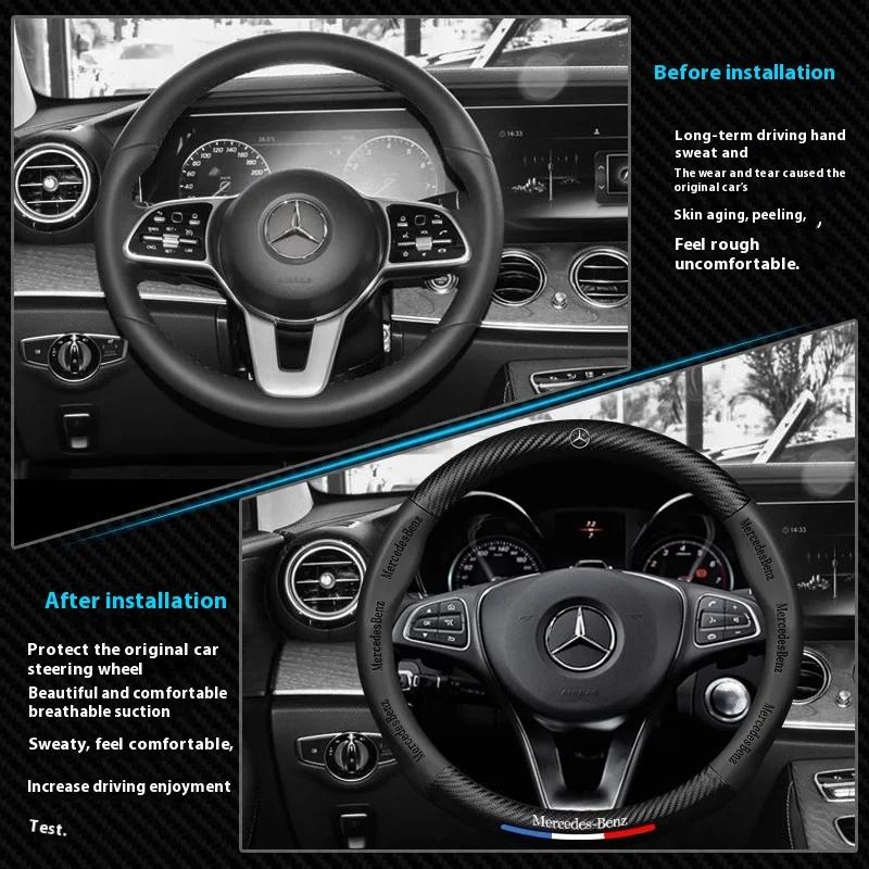 Car Sticker Hot 2026 New For Benz Car Steering Wheel Cover For Mercedes Benz A B C E S V Class GLB GLC GLE Sprinter Pilot SLK SL
