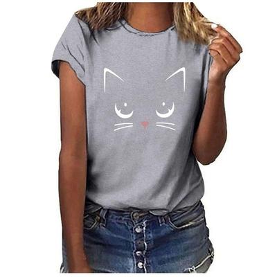 2024 Summer Cat Girl Printed Short Sleeve T-shirt - Casual, Loose Fit Fashion.
