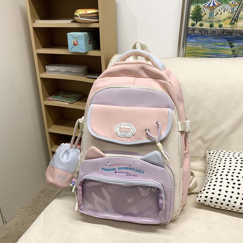 Schoolbag wholesale niche junior high school student schoolbag high value college style girl backpack Oxford cloth cute cartoon baby bag girl