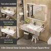 Modern Minimalist Sintered Stone Washbasin Set with Seamless Ceramic Sink, Bathroom Cabinet, and Mirror Storage Cabinet