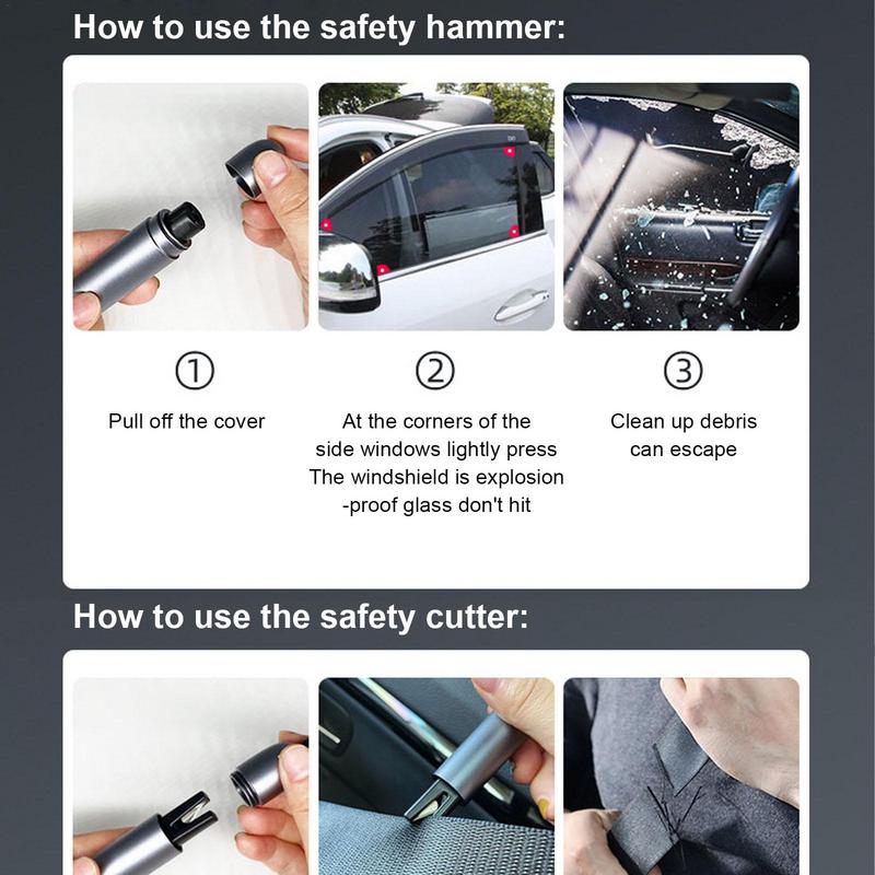 Car Safety Hammer With Seat Belt Cutter 2-in-1 Window Glass Breaker Compact Emergency Hammer For Auto Life-saving Rescue Tool