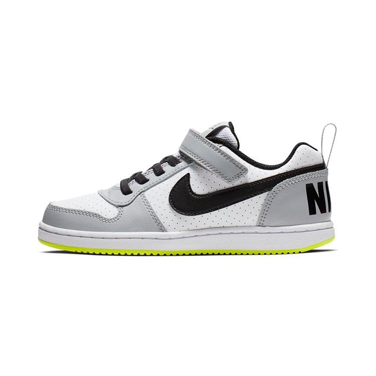 Nike Court Borough Abrasion Resistant Low top Skateboard Shoes Gray Yellow Green Kids' (Unisex) Kids' Skateboarding Shoes 870025 104