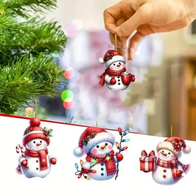 Vánoční sněhulák přívěsek vánoční ozdoba na stromeček akrylový doplněk do auta chrimbo ozdoba na stromeček sváteční dekorace navidad