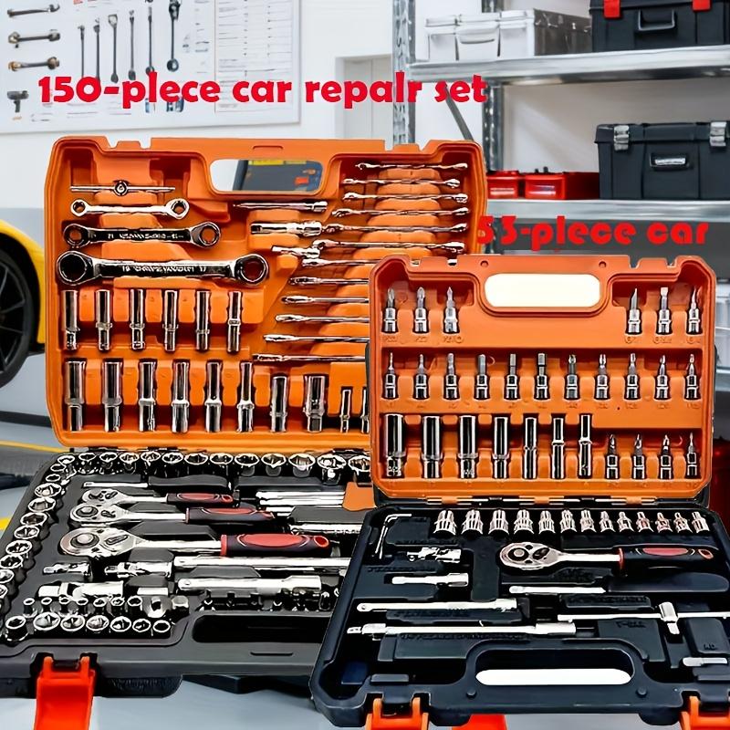53/150pcs Heavy-Duty SAE Socket Wrench Set, Professional Mechanics Tool Kit - Garage & Roadside Emergency Repair Tools
