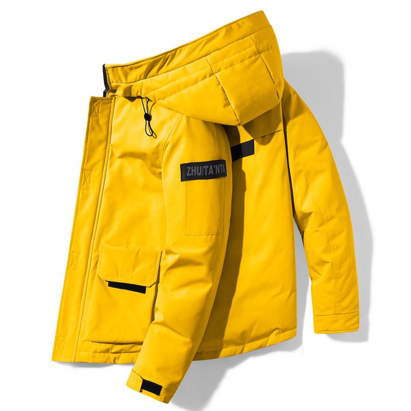 

Men s down jacket autumn and winter Korean version of the trend hooded casual workwear white duck down down jacket couple bread suit M