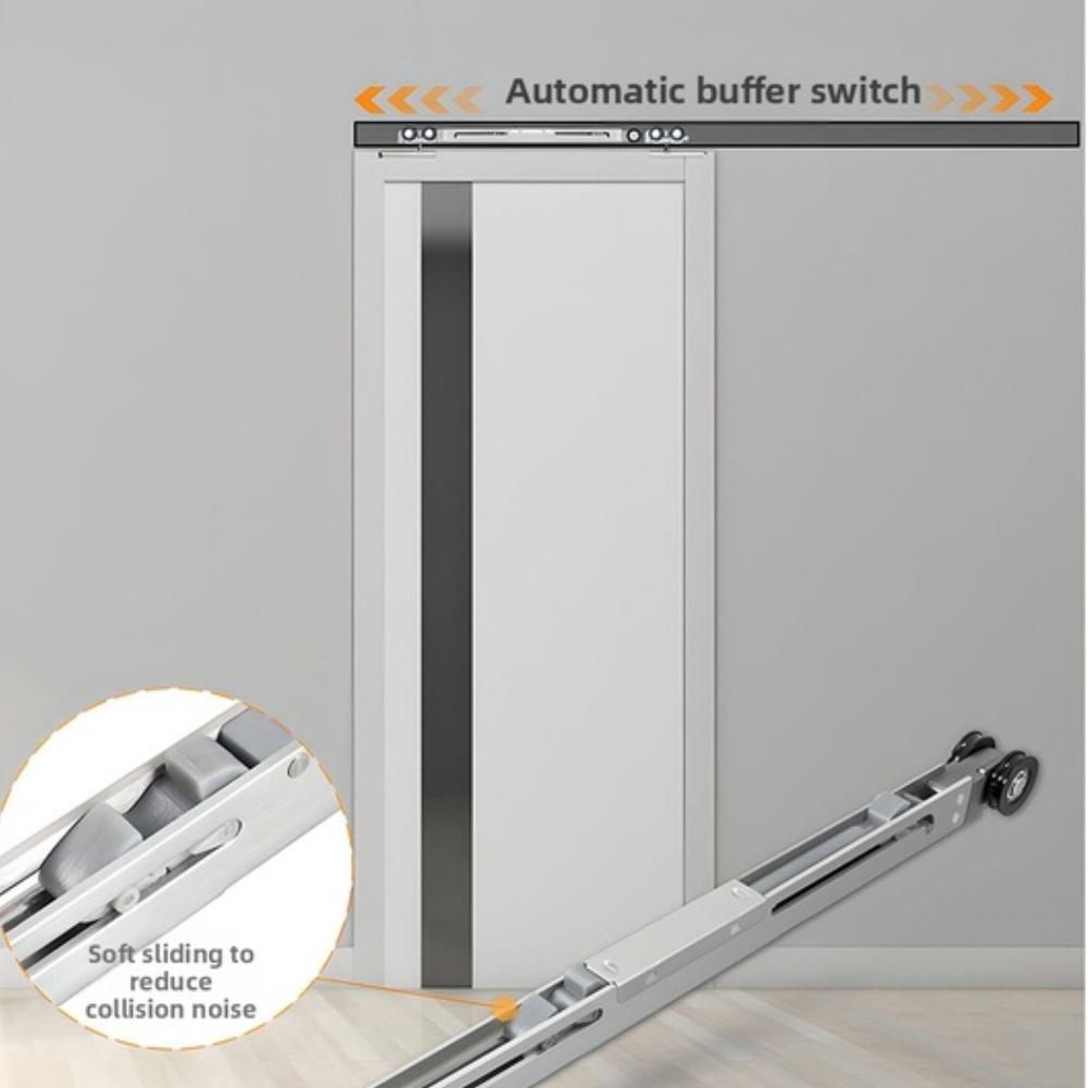 Concealed Pocket Door Sliding Track Wood Door Bidirectional Buffer Rail Full Set Bumper/Hanging Rail/Sliding Door Wheel Hardware