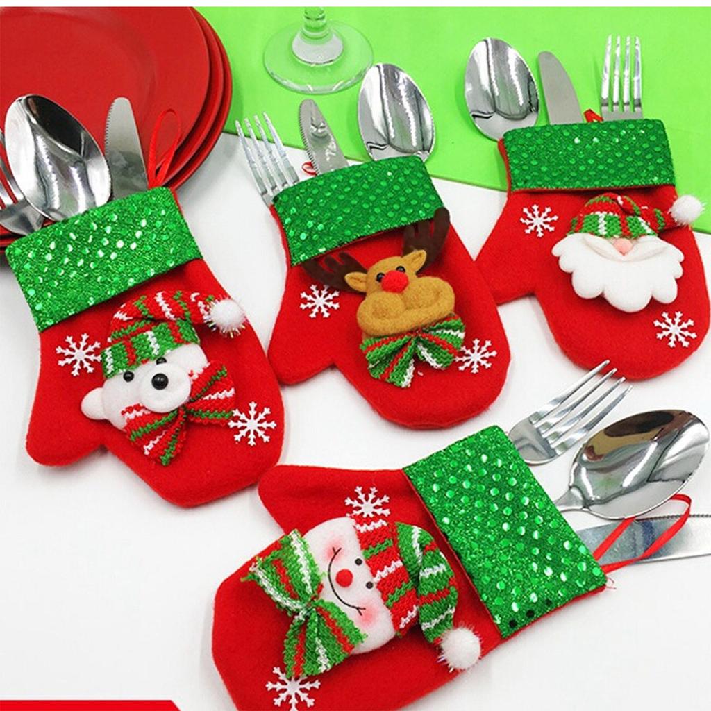 Christmas Decor  Christmas Decorations Snowman Kitchen Tableware Holder Pocket Dinner Cutlery Bag Home Party Ornament