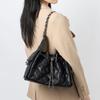 Genuine Leather Single-shoulder Underarm Bag Large-capacity Wandering Bag Bucket Drawstring Bag Chain Crossbody Bag