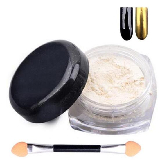 Speil kromeffekt pulverpigment neglekunstmanikyr med dobbel endebørste