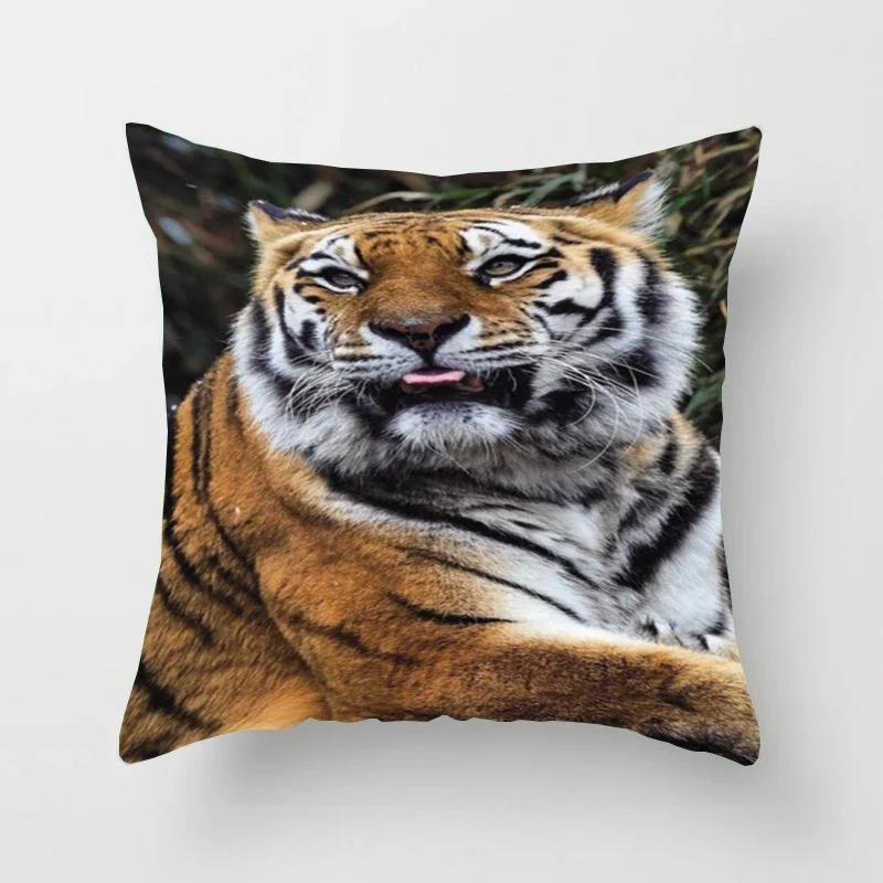 Tiger Series Printing Pattern Decoration Home Pillowcase Square Office  Cushion Cover