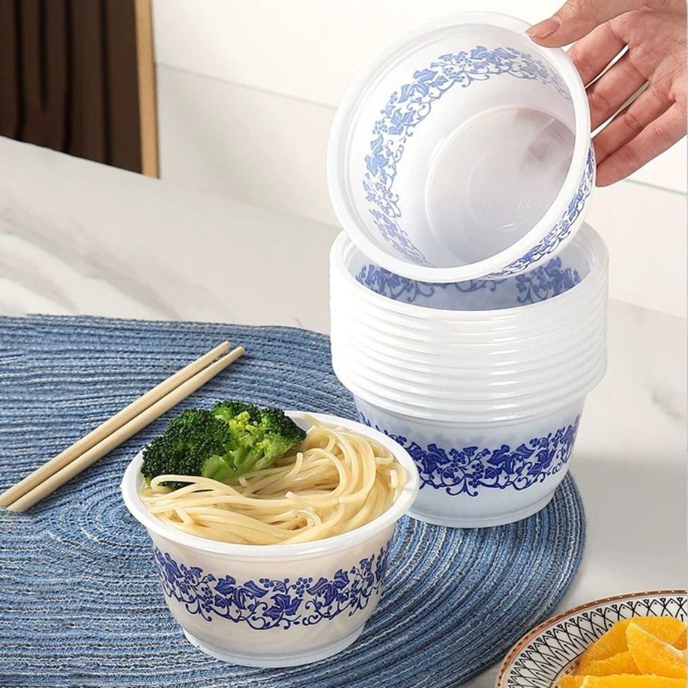 40pcs Resistant To Deformation Disposable Plastic Bowl Round Restaurant Bowl Family Gathering