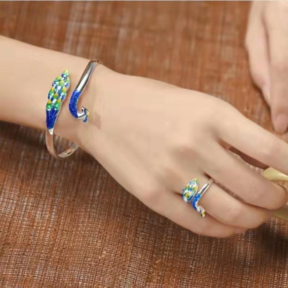 Hand Jewelry Peacock Opening Bracelet Vintage Ethnic Style Bracelet  Jewelry Gifts